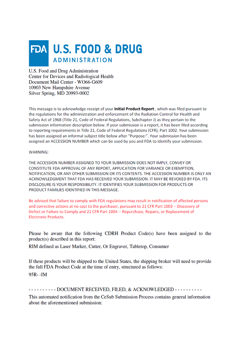 BFSC 1000-1500Mϵ�� FDA��������ע��